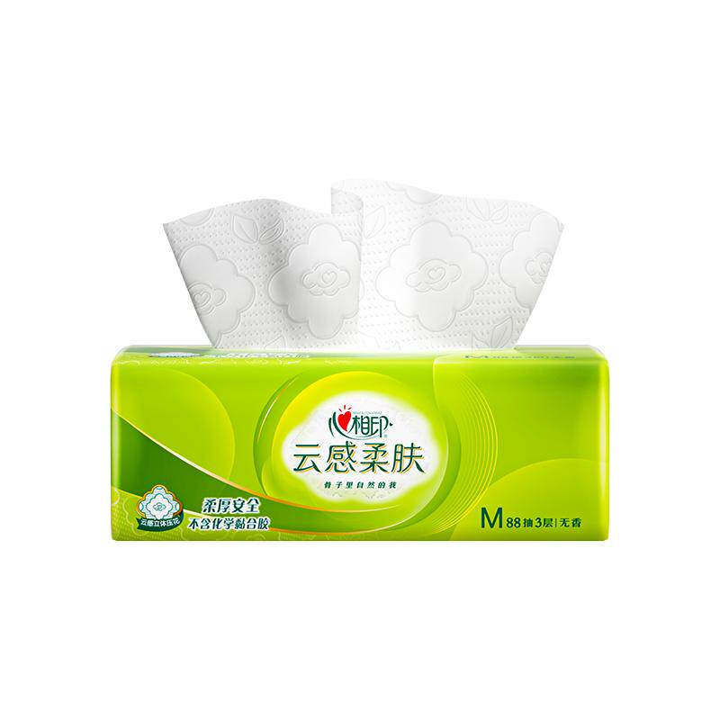 心相印云感柔肤抽纸M码立体压花卫生纸家用纸巾餐巾纸整箱实惠
