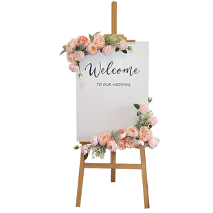 仿真水牌花艺套装婚礼结婚订婚迎宾牌欢迎牌指示牌酒店门口布置