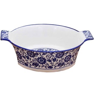 青花瓷酒店防烫双耳陶瓷餐具毛血旺大汤碗水煮鱼酸菜鱼盆麻辣香锅