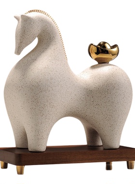 马上有钱陶瓷摆件招财办公室装饰