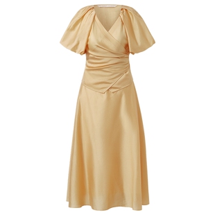 直降3折|歌莉娅套装裙女夏季V领短袖上衣气质半裙三件套