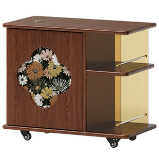 实木可移动边几家用客厅沙发边柜储物小推车多功能餐桌收纳置物架