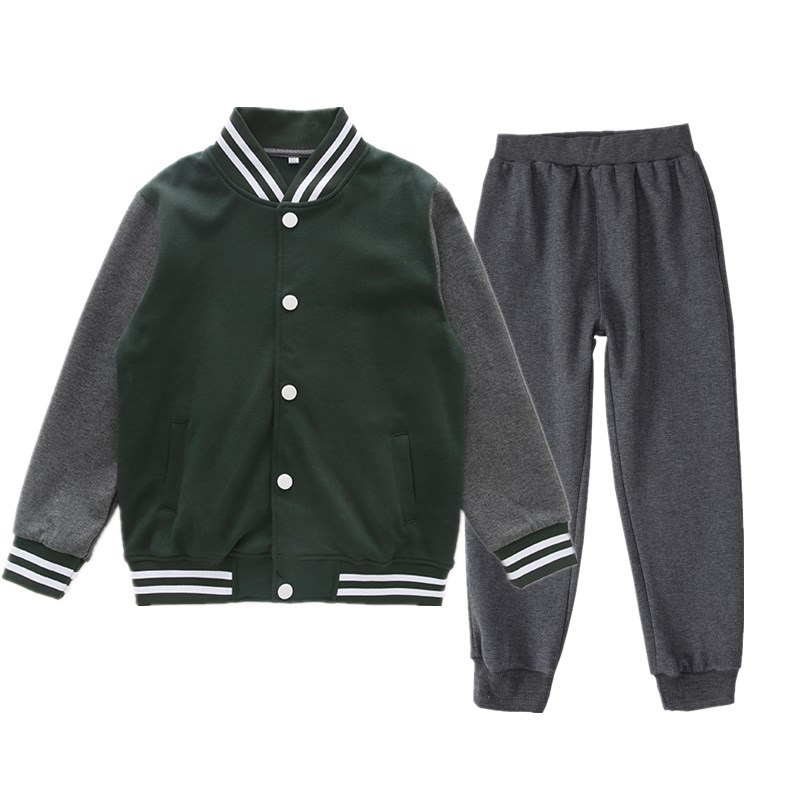 莱尼墨绿棒球春秋英伦深灰色校服