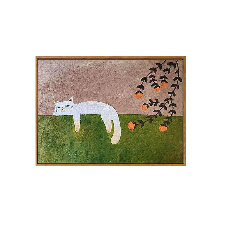 雅调复古慵懒风小猫diy肌理画