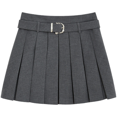 【博主同款】bebe2025秋冬新款女士欧式腰带格雷系半身裙20205