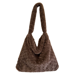 韩系慵懒风大容量秋冬毛绒单肩包包女2025新款日常通勤百搭腋下包