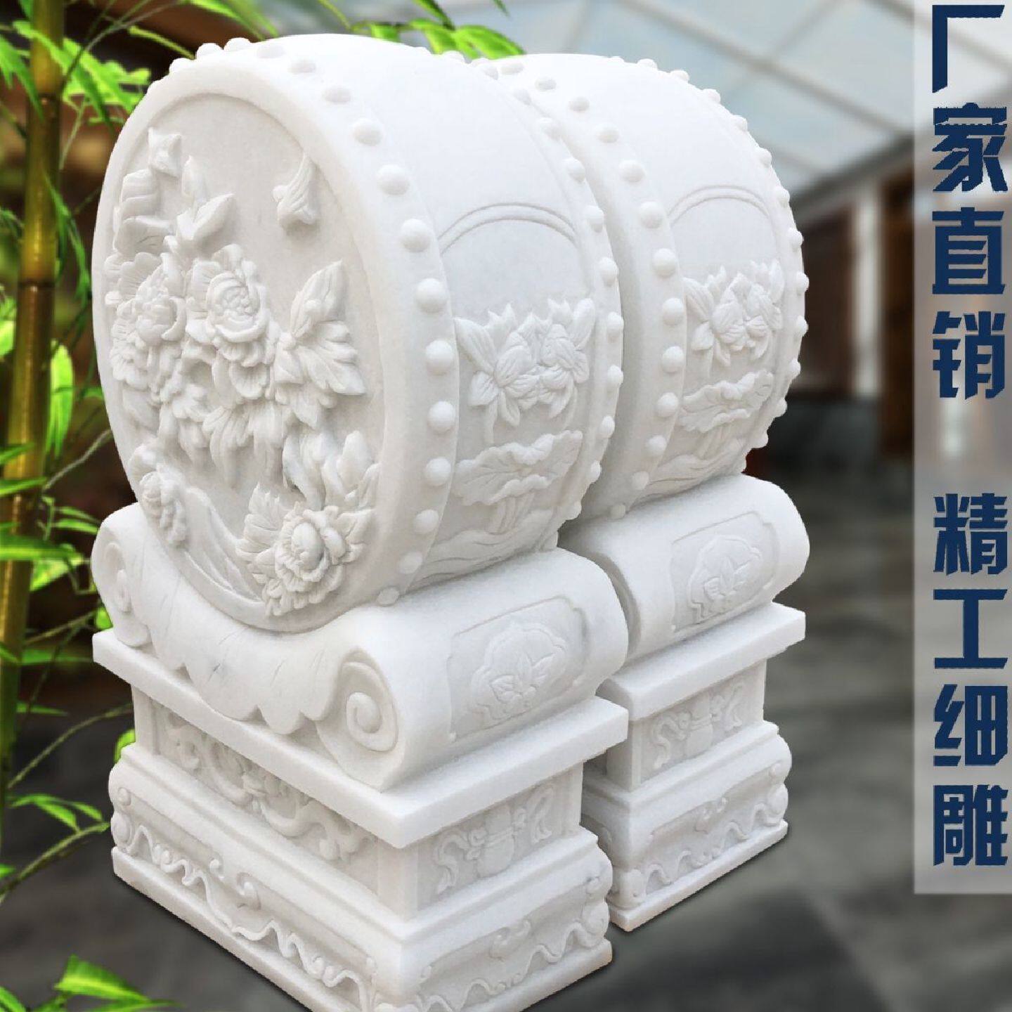石雕门墩抱鼓石一对貔貅招财汉白玉别墅家用麒麟门墩狮子一对庭院