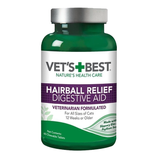 【自营】绿十字VET'S BEST猫草片猫咪化毛膏去毛球吐毛球专用60粒