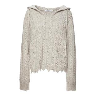 娜扎同款MOUSSY 25秋季新品慵懒温柔绞花连帽毛针织028IAA70-1511
