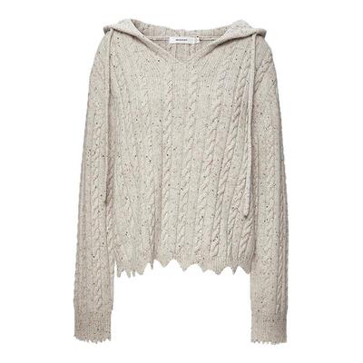 娜扎同款MOUSSY 春季新品慵懒温柔绞花连帽毛针织028IAA70-1511