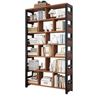 书架一体靠墙书柜多层置物架网红储物柜家用儿童客厅简易钢制书柜