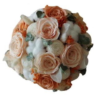 浅橘色香槟色永生花玫瑰婚礼手捧花韩式新娘花球接亲花束领证旅拍