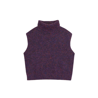 MULVAN 钓系都市 高领短款针织马甲背心女慵懒感宽松叠穿无袖毛衣