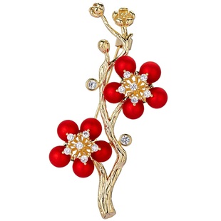 红色梅花胸针高端精致时尚女款高档女胸花别针设计感小众别针领针