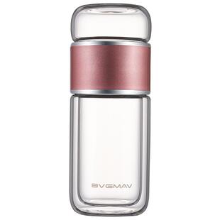 宝威玛玻璃杯女茶水分离双层防烫花茶杯子男士养生便携高档礼盒