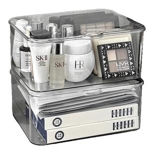 亚克力桌面收纳盒透明防尘整理盒化妆品卧室宿舍办公室带盖杂物盒