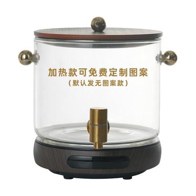 大容量可加热冷水壶带龙头全玻璃煮茶凉水桶可加热保温酒店饮料罐