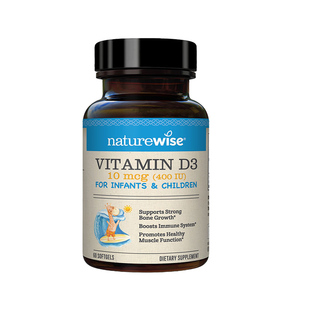 naturewise维生素d3新生婴儿童宝宝补钙阳光瓶蓝vd3滴剂胶囊400iu