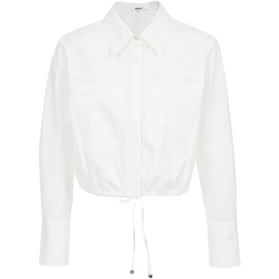 ONLY后腰抽绳短款长袖衬衫