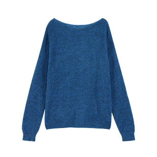 MULVAN 清冷感淡人 柔软马海毛斜肩毛衣女微透宽松防晒罩衫上衣