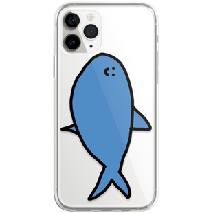 自制韩国ins小众涂鸦卡通可爱蓝色鲨鱼气囊支架iPhone15promax14plus13pro12透明可挂绳手机壳全包软壳16pro