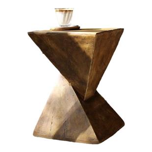 北欧简约茶几艺术侘寂风角几客厅沙发做旧边几民宿创意卧室床头桌