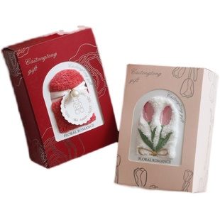 结婚伴手礼郁金香小毛巾礼盒内搭婚宴企业会议母亲节实用活动礼品