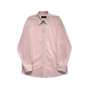 weave 梓渝同款 oversize粉色条纹宽松韩系清爽休闲长袖防晒衬衫