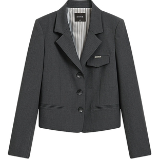 KBNE学院风西装套装裙女2026春季新款miu系短外套百褶裙子两件套