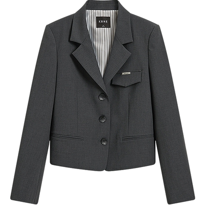 KBNE学院风西装套装裙女2026春季新款miu系短外套百褶裙子两件套