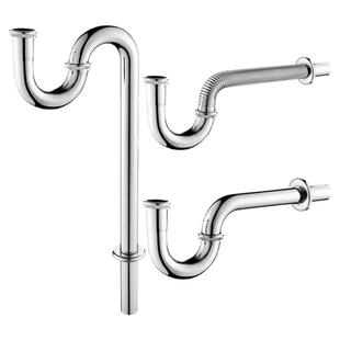 不锈钢加厚面盆下水管P弯防臭落水管洗脸盆S弯波纹管墙排水管