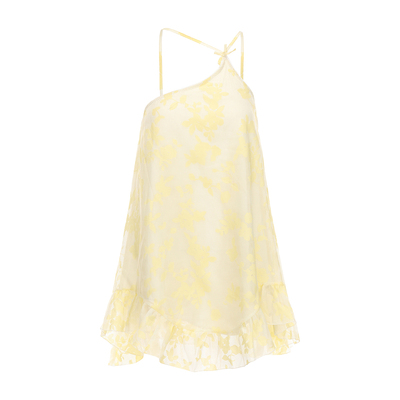 赵露思同款连衣裙 性感睡衣女双层蕾丝小个子荷叶边斜肩吊带睡裙