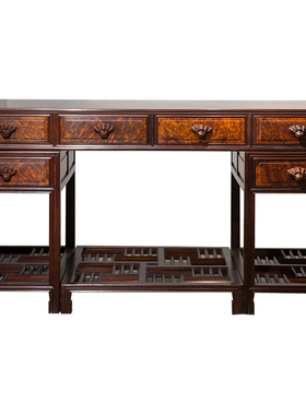 瘿木中式风家具纯手工写字台兽首