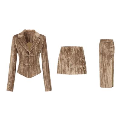 HiimDai新中式丝绒西装套装