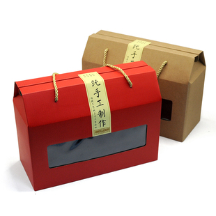 装3三瓶雪秋梨膏柠檬膏手作牛肉XO酱土蜂蜜手提包装手提礼品纸盒