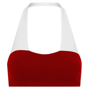 欧美瑜伽背心女交叉V领拼色带胸垫运动内衣高腰速干健身房文胸弹