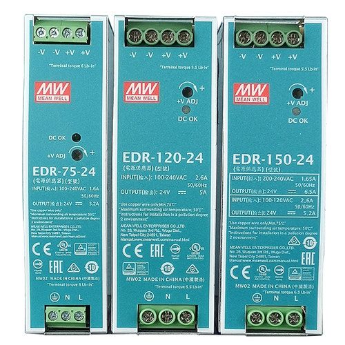EDR明纬开关电源75/120/150w导轨220转24/12v监控5a直流变压器NDR
