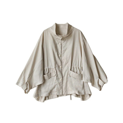 莱赛尔亚麻风衣女中长款春夏抽褶