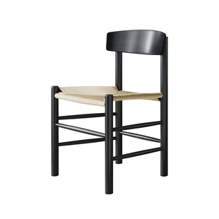 吉诺威 侘寂风餐椅靠背休闲家用书房咖啡厅茶室会客绳编实木椅