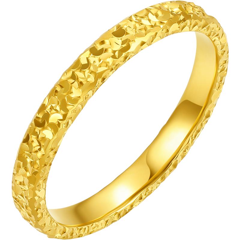 周六福黃金戒指足金爆閃碎碎冰碎金金女計價指環(huán)手飾節(jié)日禮物