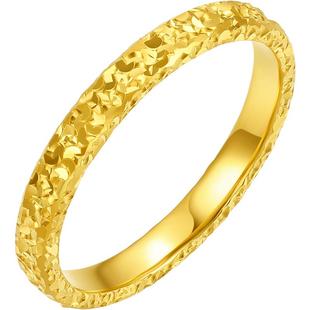 周六福黄金戒指足金爆闪碎碎冰碎金金女计价指环手饰新年礼物