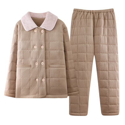 【三层加厚】睡衣女士珊瑚绒夹棉