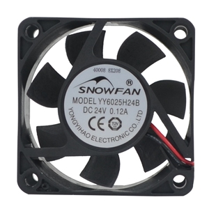 SNOWFAN6025风扇直流24V散热风扇6CM双滚珠工业直流高速轴流风机