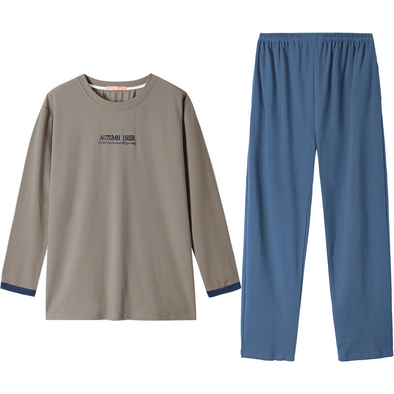 秋鹿【售完不补】睡衣男士简约家居服长袖长裤套头可外穿男套
