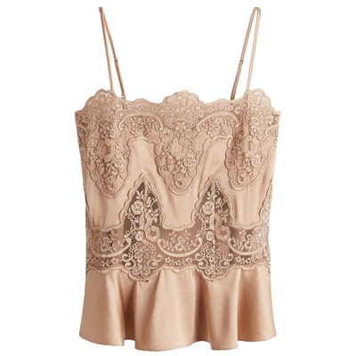 HM女装背心吊带夏季蕾丝镶嵌缎质礼服气质吊带衫1310813