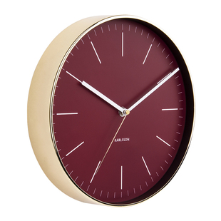荷兰KARLSSON金色框金属挂钟客厅北欧简约现代风静音红色喜庆时钟