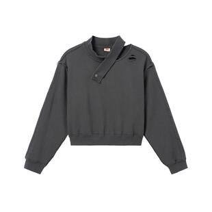 【商场同款】Levi's李维斯女士休闲短款露肩破洞圆领卫衣002YW