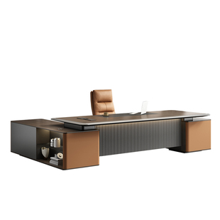 领导总裁老板办公桌简约现代董事长办公室烤漆大班台办公桌椅组合