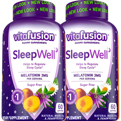 vitafusion进口成人褪黑素软糖sleepwell退黑素片睡眠糖60粒*2