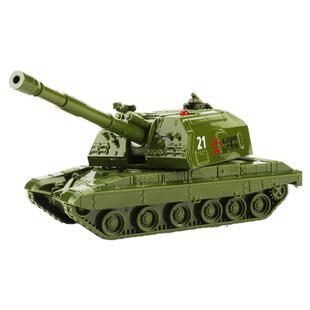 合金炮台虎式坦克自制榴弹炮装甲车回力滑行可升降玩具车军事模型